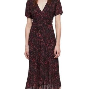 All Saints Seeta Rosey Midi Floral Wrap Dress